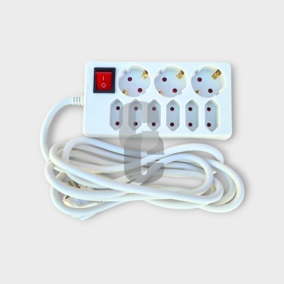 Разклонител LIGHTEX 9гн. - 3 шуко + 6 мини 3м.